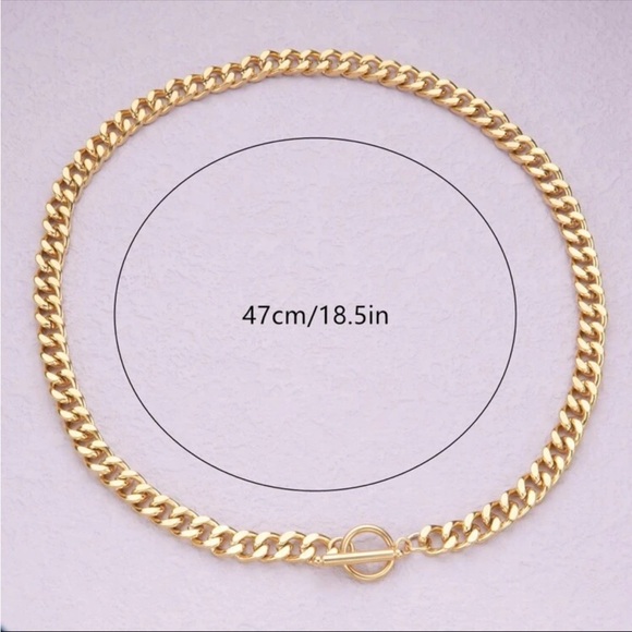 NEW Chunky Gold Tone Stainless Steel Chain Necklace with Easy on off Clasp - Picture 4 of 5